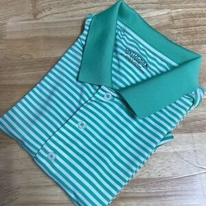 Mens UNTUCKit Short Sleeve Striped Golf‎ Polo- Green/white- X-Large